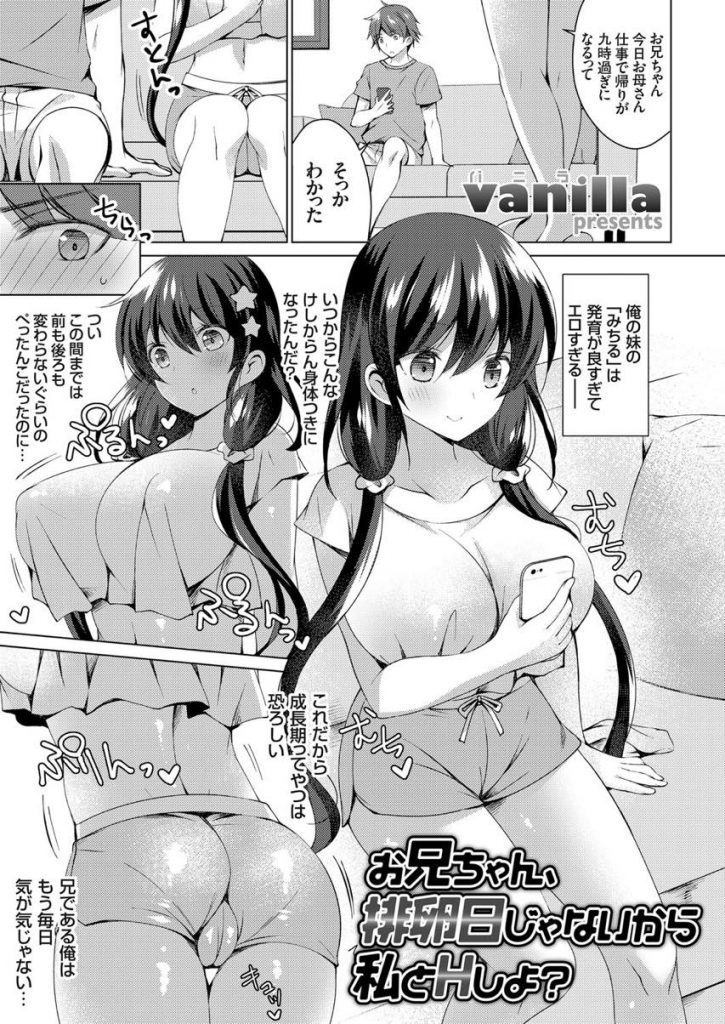 【エロ漫画】発育が良すぎる巨乳妹の下着を盗みシコる兄が露骨に誘惑されデカパイで射精し拡げたエロ処女まんこに生ハメ！